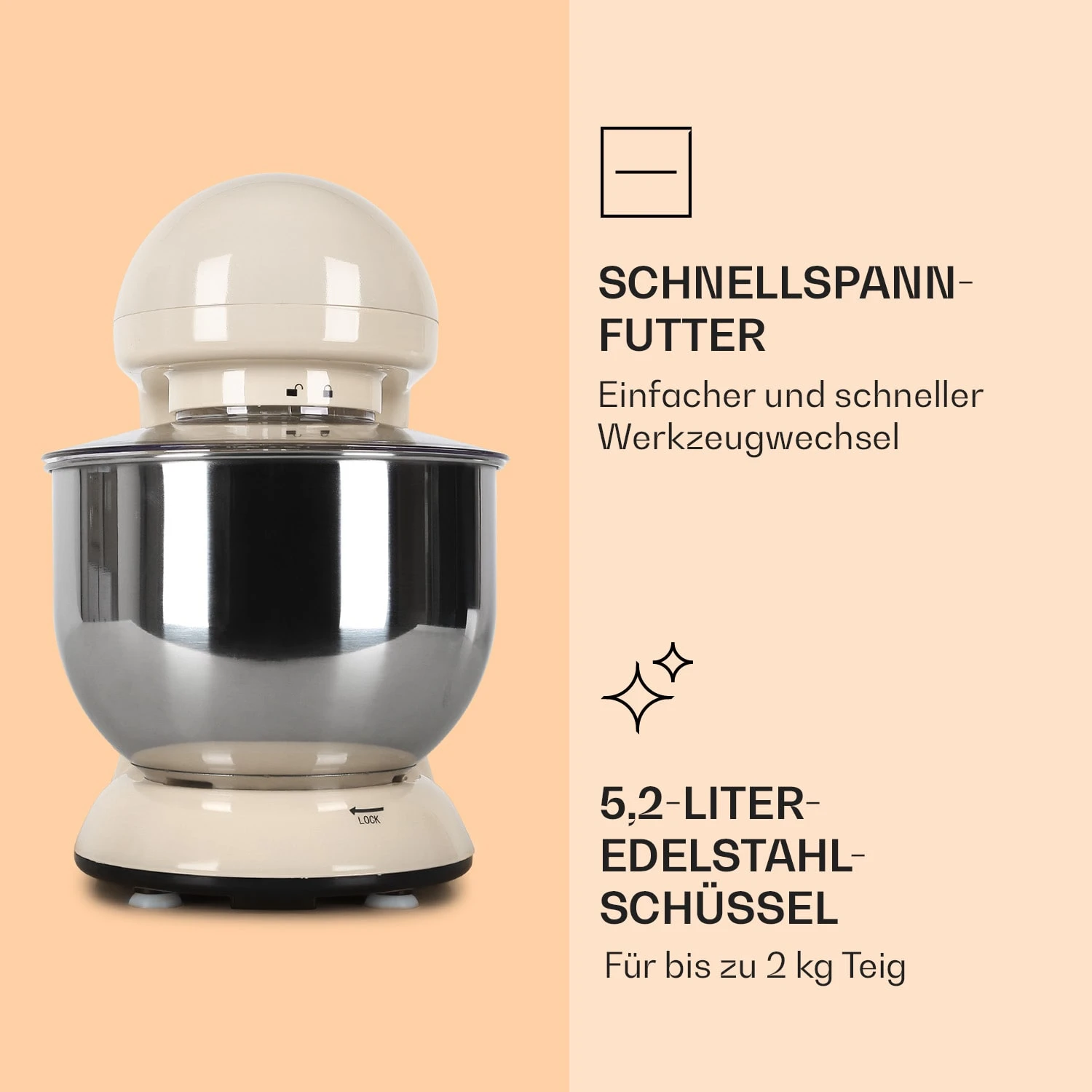 Bella Küchenmaschine 2000 W / 2,7 PS 5 Ltr Edelstahl BPA-frei 5 Bella Küchenmaschine 2000 W / 2,7 PS 5 Ltr Edelstahl BPA-frei – Bild 5