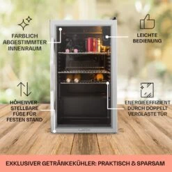 Beersafe XXL Kühlschrank 80 Liter 3 Böden Panoramaglastür Edelstahl -Haushaltsgeräte Geschäft 10027673 DE 0005 usp