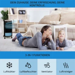 Carribean Blue 3-in-1 Luftkühler Ventilator Luftbefeuchter 402 M3/h | 70 Watt | 4 Liter | 3 Geschwindigkeiten | Oszillation | Mobil -Haushaltsgeräte Geschäft 10028180 de 0003 usp