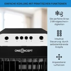 Carribean Blue 3-in-1 Luftkühler Ventilator Luftbefeuchter 402 M3/h | 70 Watt | 4 Liter | 3 Geschwindigkeiten | Oszillation | Mobil -Haushaltsgeräte Geschäft 10028180 de 0004 usp