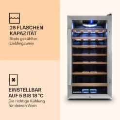 Vinamour 26 Uno Weinkühlschrank 26 Flaschen 88 Liter Edelstahl LED -Haushaltsgeräte Geschäft 10028491 de 0003 logo