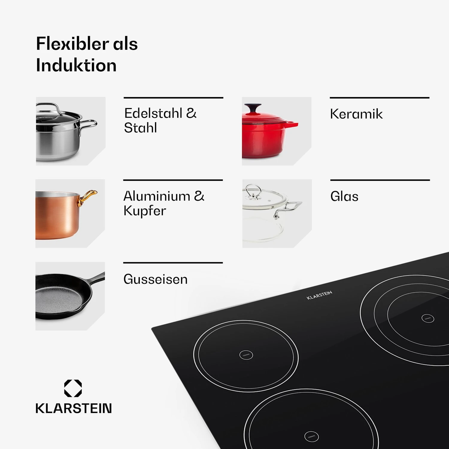 Virtuosa Keramikkochfeld Einbauherd 6500W 59x52cm 4 Zonen Glaskeramik 7 Virtuosa Keramikkochfeld Einbauherd 6500W 59x52cm 4 Zonen Glaskeramik – Bild 7