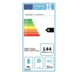 Frosty Mini-Kühlschrank 10 Liter 65W Klasse B Schwarz -Haushaltsgeräte Geschäft 10029407 energy label