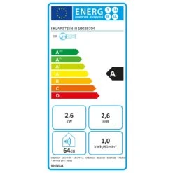New Breeze 9 Mobile Klimaanlage 4-in-1 9.000 BTU / 2,6 KW Mobil Timer -Haushaltsgeräte Geschäft 10029704 energy label