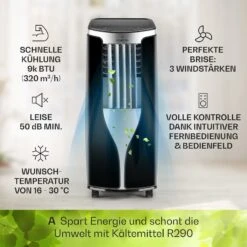New Breeze 9 Mobile Klimaanlage 9000 BTU / 2,6 KW Timer -Haushaltsgeräte Geschäft 10029705 de 0003 usp