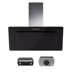 Lorea Dunstabzugshaube Kopffrei 90cm 290 M³/h Touch Glas Schwarz