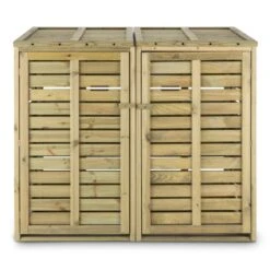 Ordnungshüter 2T Mülltonnenbox 145x130x87cm (BxHxT) 2 Tonnen Kiefer -Haushaltsgeräte Geschäft 10030718 yy 0003 front Double Wheelie Bin