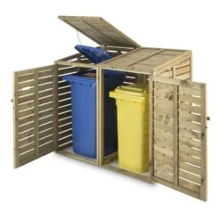 Ordnungshüter 2T Mülltonnenbox 145x130x87cm (BxHxT) 2 Tonnen Kiefer -Haushaltsgeräte Geschäft 10030718 yy 0005 titel Double Wheelie Bin