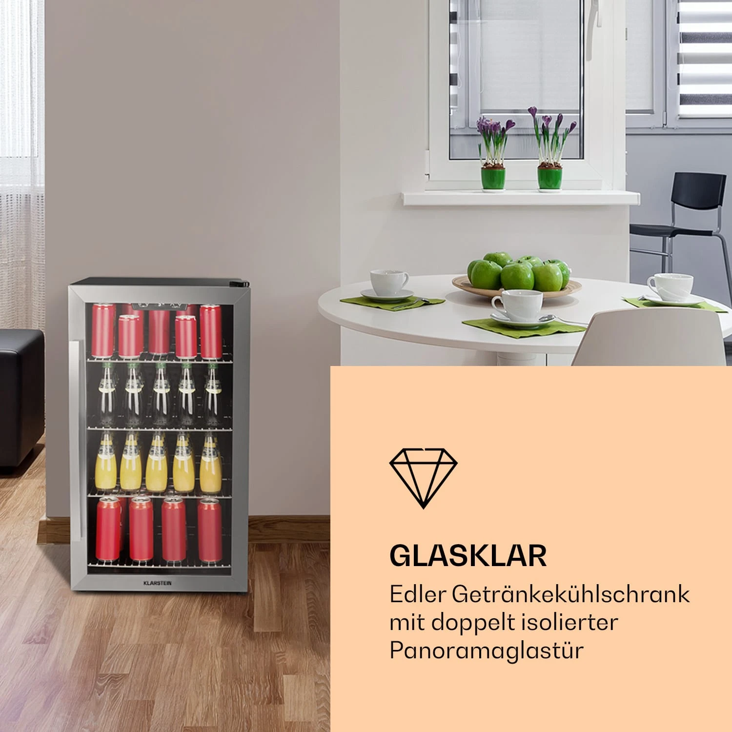 Beersafe 4XL Kühlschrank 124 Liter 4 Böden Panoramaglastür Edelstahl 2 Beersafe 4XL Kühlschrank 124 Liter 4 Böden Panoramaglastür Edelstahl – Bild 2