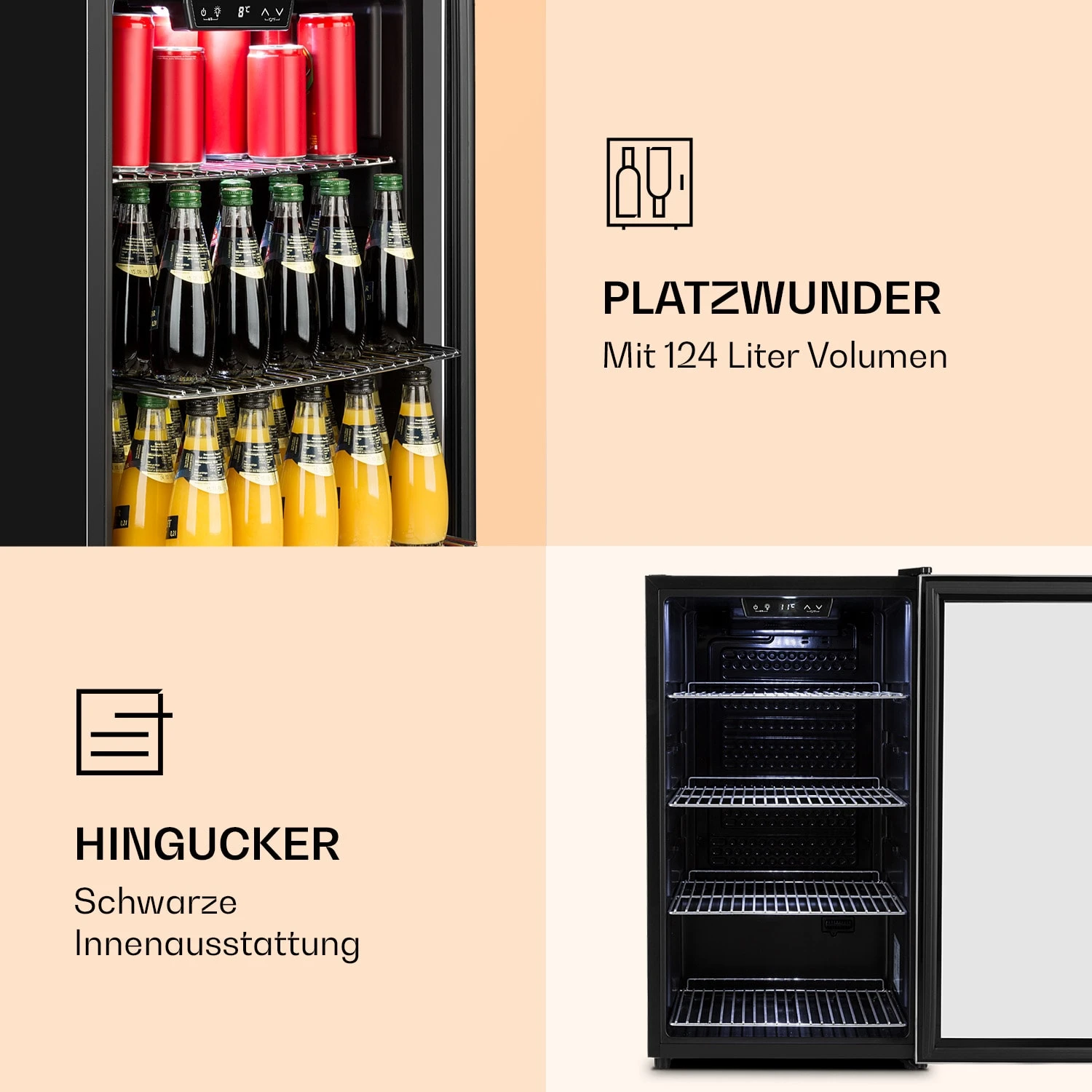 Beersafe 4XL Kühlschrank 124 Liter 4 Böden Panoramaglastür Edelstahl 4 Beersafe 4XL Kühlschrank 124 Liter 4 Böden Panoramaglastür Edelstahl – Bild 4