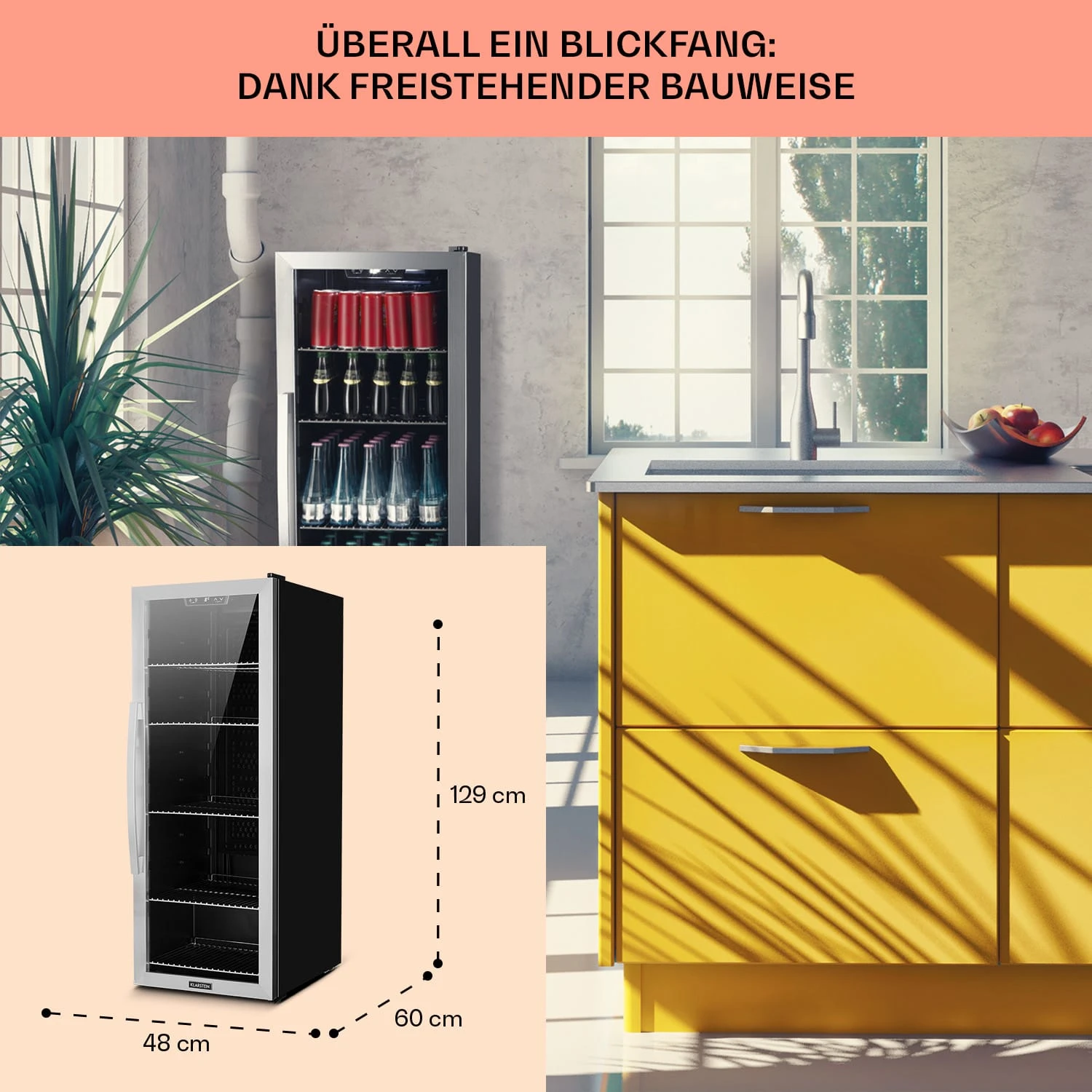 Beersafe 6XL Kühlschrank 201 Liter 5 Böden Panoramaglastür Edelstahl 6 Beersafe 6XL Kühlschrank 201 Liter 5 Böden Panoramaglastür Edelstahl – Bild 6