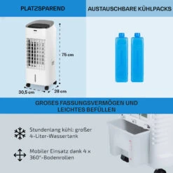 Coolster 4-in-1-Luftkühler 320 M³/h 60 W 4 Ltr Fernbedienung Mobil -Haushaltsgeräte Geschäft 10032347 de 0006 usp