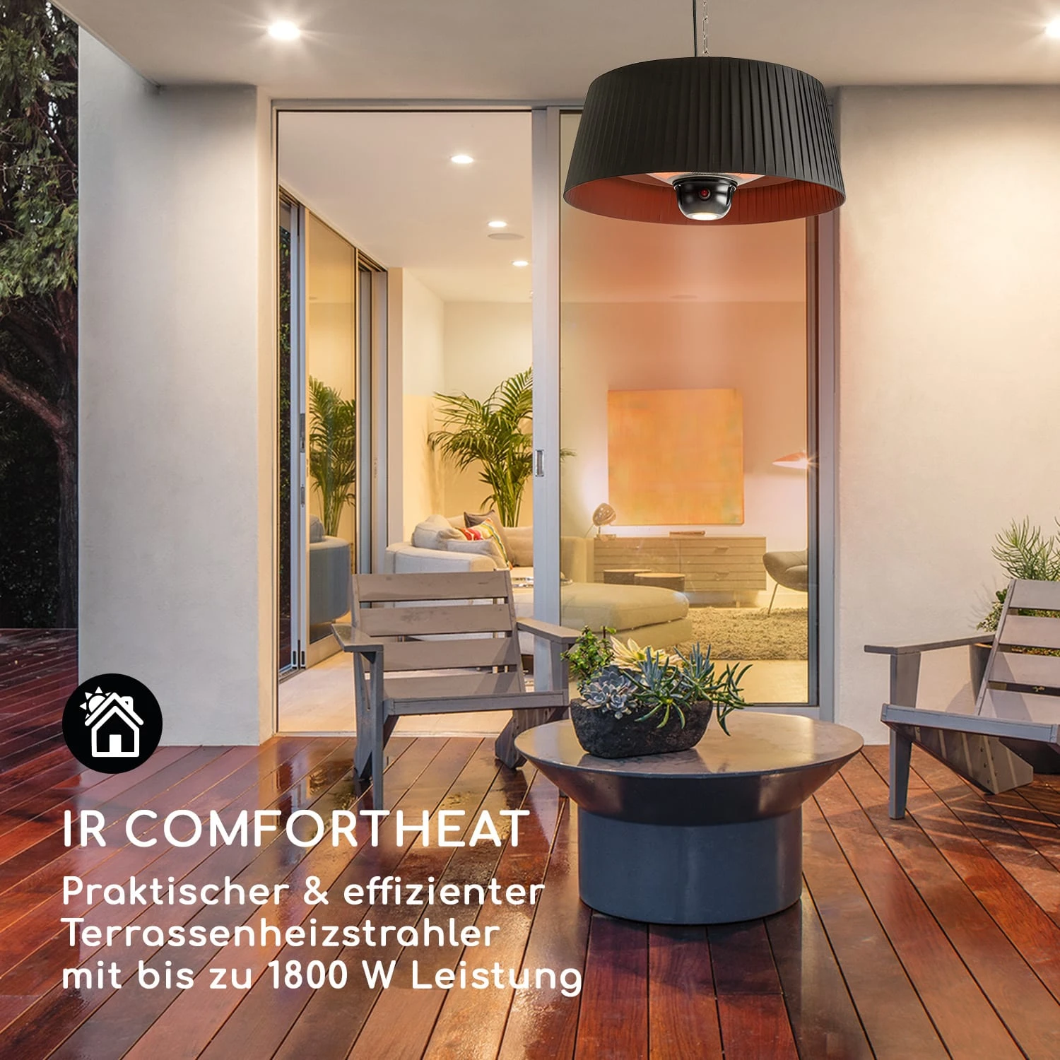 Venice Heat Terrassenheizstrahler 800/1000/1800W Fernbedienung Schwarz 2 Venice Heat Terrassenheizstrahler 800/1000/1800W Fernbedienung Schwarz – Bild 2