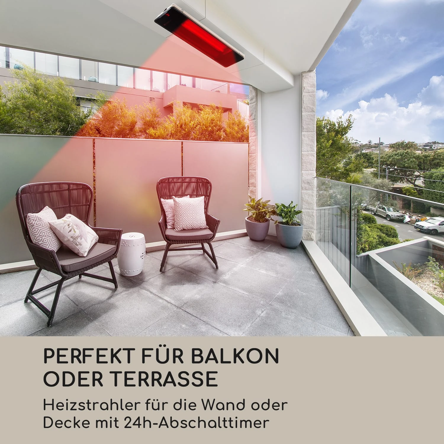 Phantom Heizstrahler Aluminium 900/1800W Fernbedienung Grau 2 Phantom Heizstrahler Aluminium 900/1800W Fernbedienung Grau – Bild 2