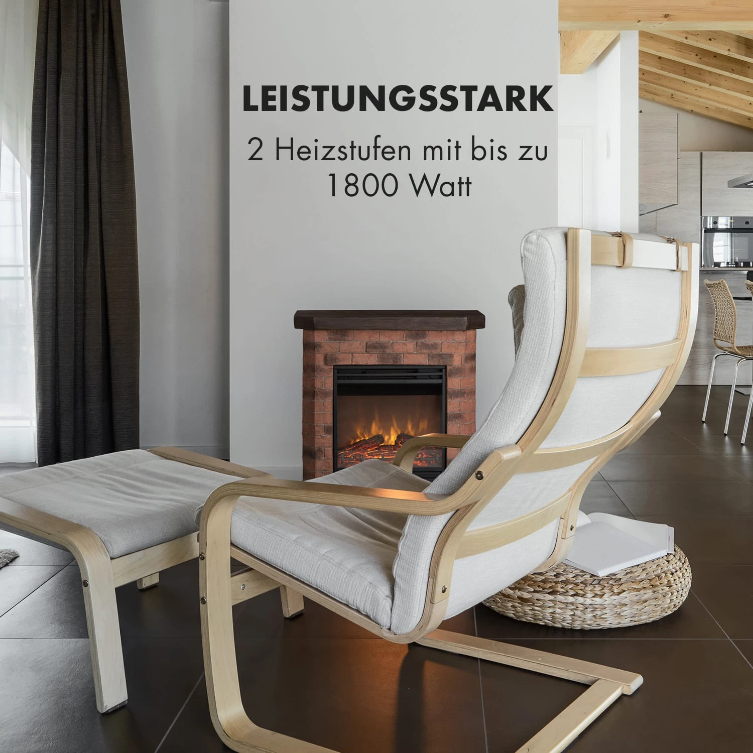 Villach Elektrischer Kamin 1800W Steindekor Polystone Fernbedienung 2 Villach Elektrischer Kamin 1800W Steindekor Polystone Fernbedienung – Bild 2