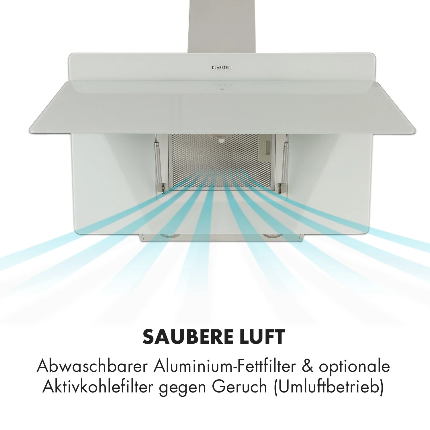 Aurica 90 Dunstabzugshaube 90cm 600 M³/h LED Touch Glas Weiß 5 Aurica 90 Dunstabzugshaube 90cm 600 M³/h LED Touch Glas Weiß – Bild 5