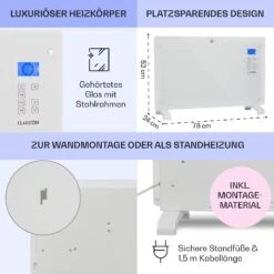Norderney Konvektions-Heizgerät Thermostat Timer 2000W 30m² Weiß -Haushaltsgeräte Geschäft 10032790 de 0006 usp