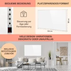 Wonderwall Smart Infrarotheizung 80x120cm App 960W Wochentimer IP24 -Haushaltsgeräte Geschäft 10032803 DE 0006 usp