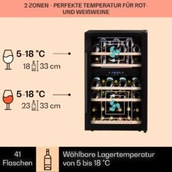 Barossa 40 Duo Weinkühlschrank 2 Zonen 41 Flaschen Glastür Touch LED -Haushaltsgeräte Geschäft 10032924 de 0003 usp