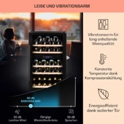Barossa 40 Duo Weinkühlschrank 2 Zonen 41 Flaschen Glastür Touch LED -Haushaltsgeräte Geschäft 10032924 de 0004 usp