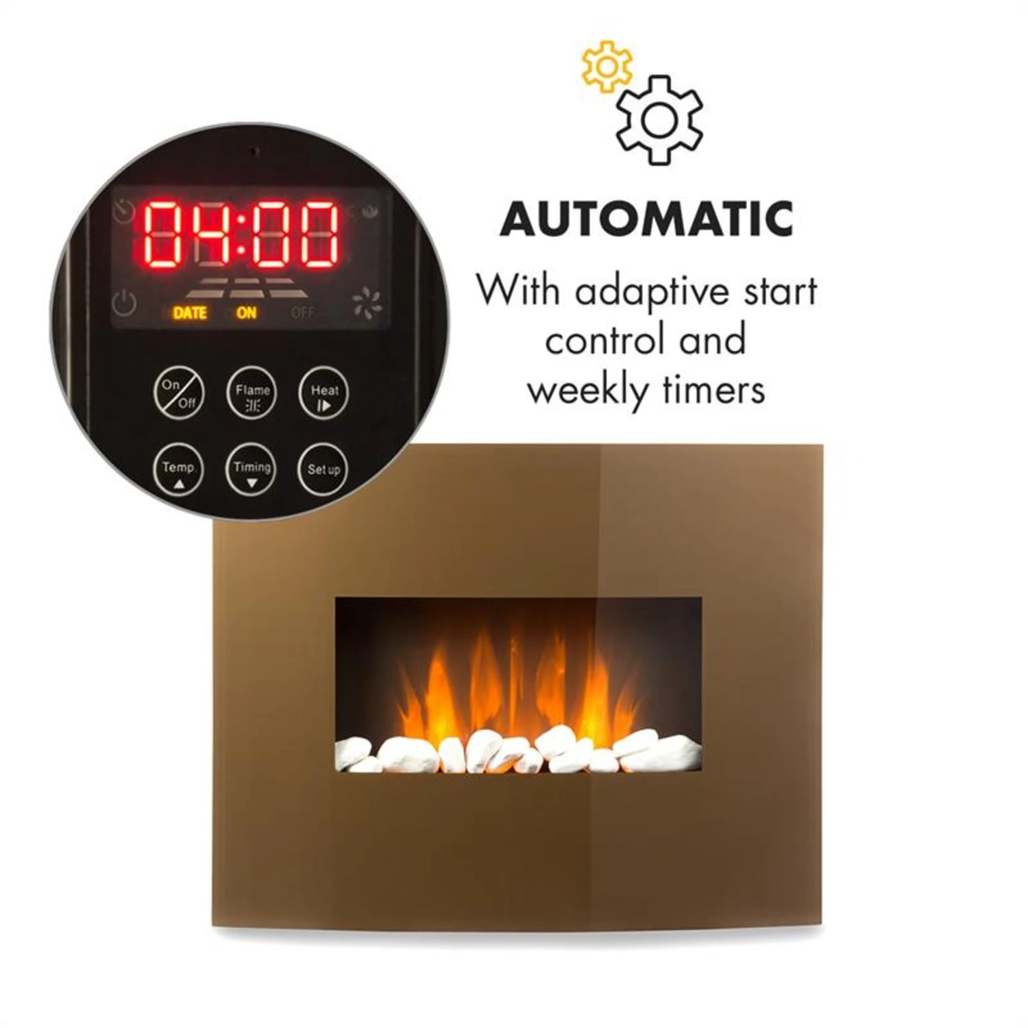 Curved Copper L&F Elektrischer Kamin 1000/2000W Glas Fernbedienung 4 Curved Copper L&F Elektrischer Kamin 1000/2000W Glas Fernbedienung – Bild 4