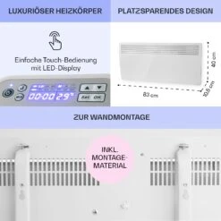 Hot Spot Slimcurve Heizgerät 80x40cm 40m² 2000W 5-40°C LED IP24 Weiß -Haushaltsgeräte Geschäft 10033016 de 0006 usp
