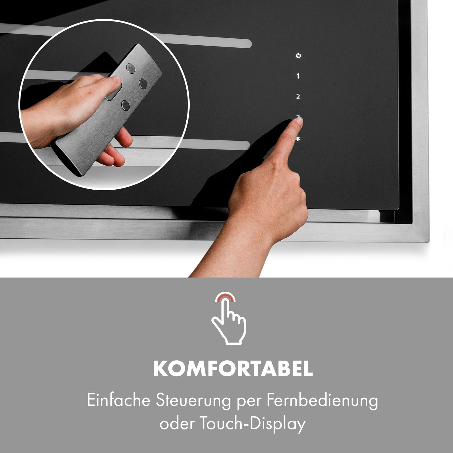 High Line Deckenhaube 90cm 410 M3/h 75W 3 Stufen Fernbedienung Schwarz 3 High Line Deckenhaube 90cm 410 M3/h 75W 3 Stufen Fernbedienung Schwarz – Bild 3