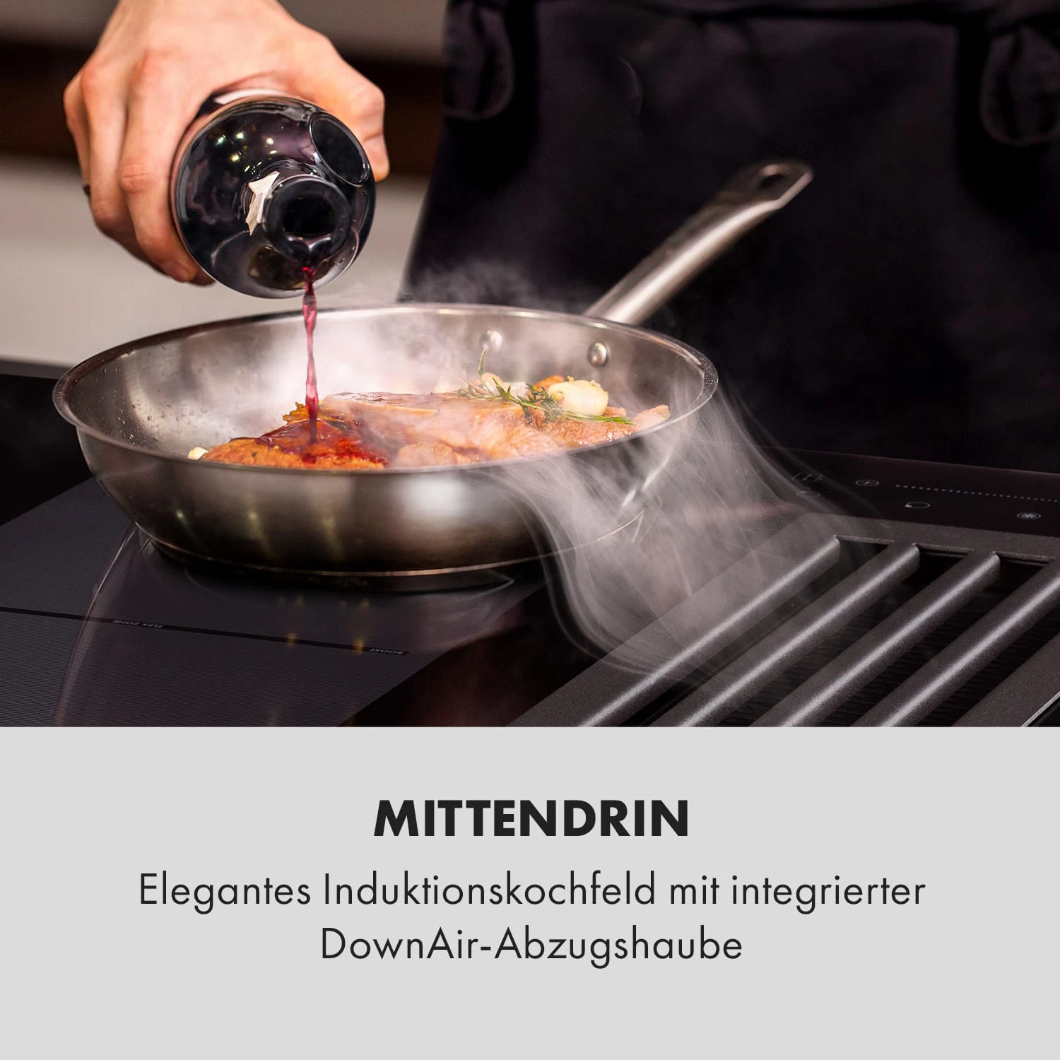 Full House Down Air System Induktionsherd + Dunstabzugshaube Schwarz 2 Full House Down Air System Induktionsherd + Dunstabzugshaube Schwarz – Bild 2