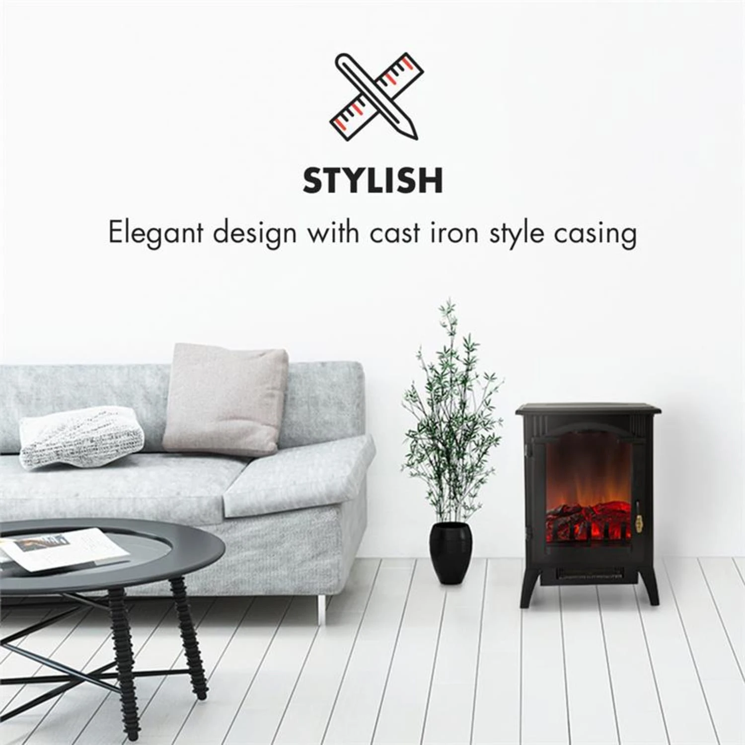 Graz Elektrischer Kamin 1000/2000W Thermostat PanoramaView 2 Graz Elektrischer Kamin 1000/2000W Thermostat PanoramaView – Bild 2