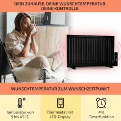 Wallander Ölradiator 800W Thermostat Ölheizung Ultraflach Schwarz -Haushaltsgeräte Geschäft 10033101 de 0003 usp