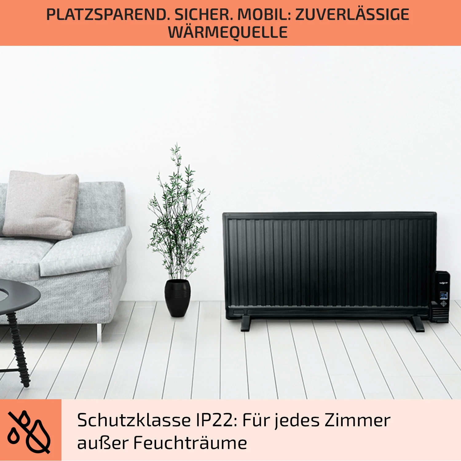 Wallander Ölradiator 1000W Thermostat Ölheizung Ultraflach Schwarz 7 Wallander Ölradiator 1000W Thermostat Ölheizung Ultraflach Schwarz – Bild 7