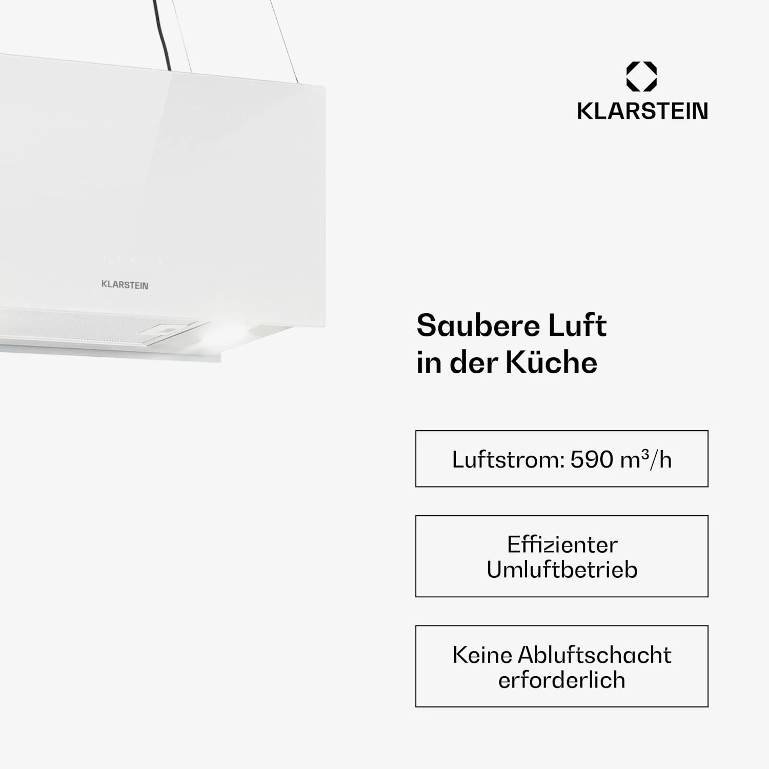 Kronleuchter L Inselabzugshaube 60cm Abluft: 590m³/h LED Touch Glas Weiß 3 Kronleuchter L Inselabzugshaube 60cm Abluft: 590m³/h LED Touch Glas Weiß – Bild 3