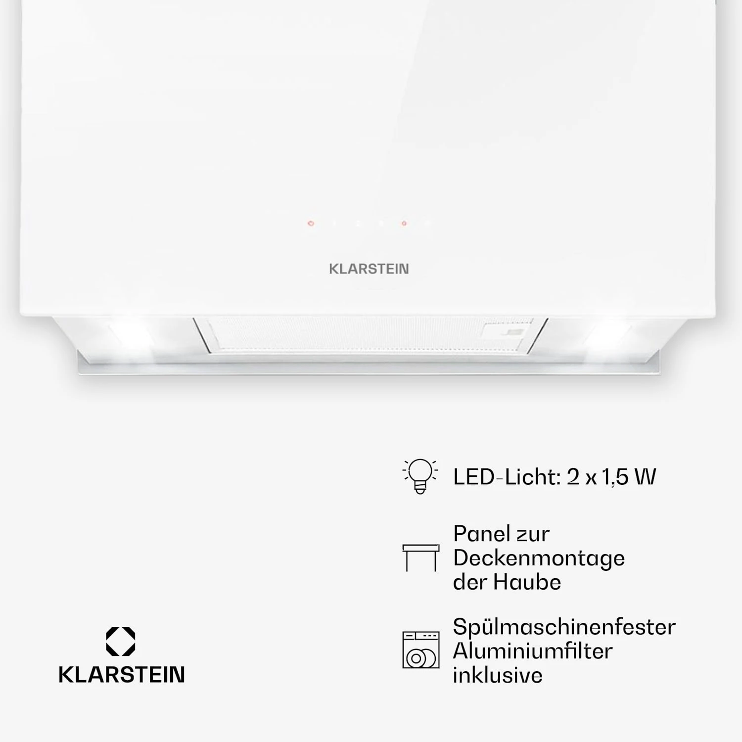 Kronleuchter L Inselabzugshaube 60cm Abluft: 590m³/h LED Touch Glas Weiß 6 Kronleuchter L Inselabzugshaube 60cm Abluft: 590m³/h LED Touch Glas Weiß – Bild 6