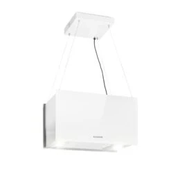 Kronleuchter L Inselabzugshaube 60cm Abluft: 590m³/h LED Touch Glas Weiß