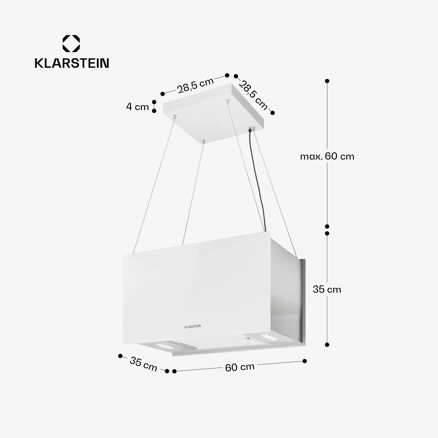 Kronleuchter L Inselabzugshaube 60cm Abluft: 590m³/h LED Touch Glas Weiß 8 Kronleuchter L Inselabzugshaube 60cm Abluft: 590m³/h LED Touch Glas Weiß – Bild 8