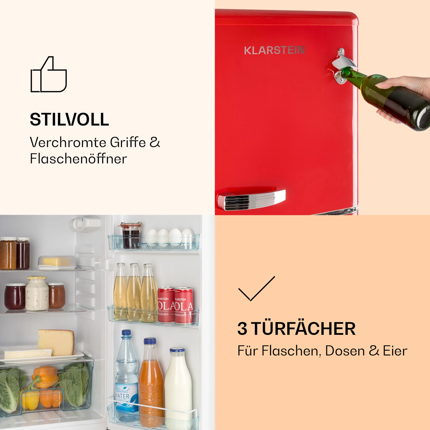 Audrey Kühl- & Gefrierkombination 97l/39l Retro-Look 2 Böden 5 Audrey Kühl- & Gefrierkombination 97l/39l Retro-Look 2 Böden – Bild 5