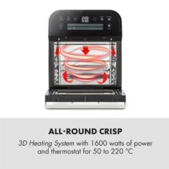 AeroVital Cube Heißluftfritteuse 1600W 12l Timer 16 Programme Schwarz -Haushaltsgeräte Geschäft 10033248 yy 0003 logo Klarstein AeroVital Cube Heissluftfritteuse schwarz reedit