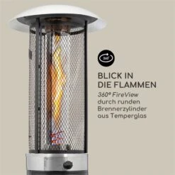 Goldflame Deluxe Terrassenheizstrahler 36.000BTU/11kW Mobil Edelstahl -Haushaltsgeräte Geschäft 10033278 yy 0005 logo Blumfeldt Goldflame Deluxe Heizstrahler schwarz