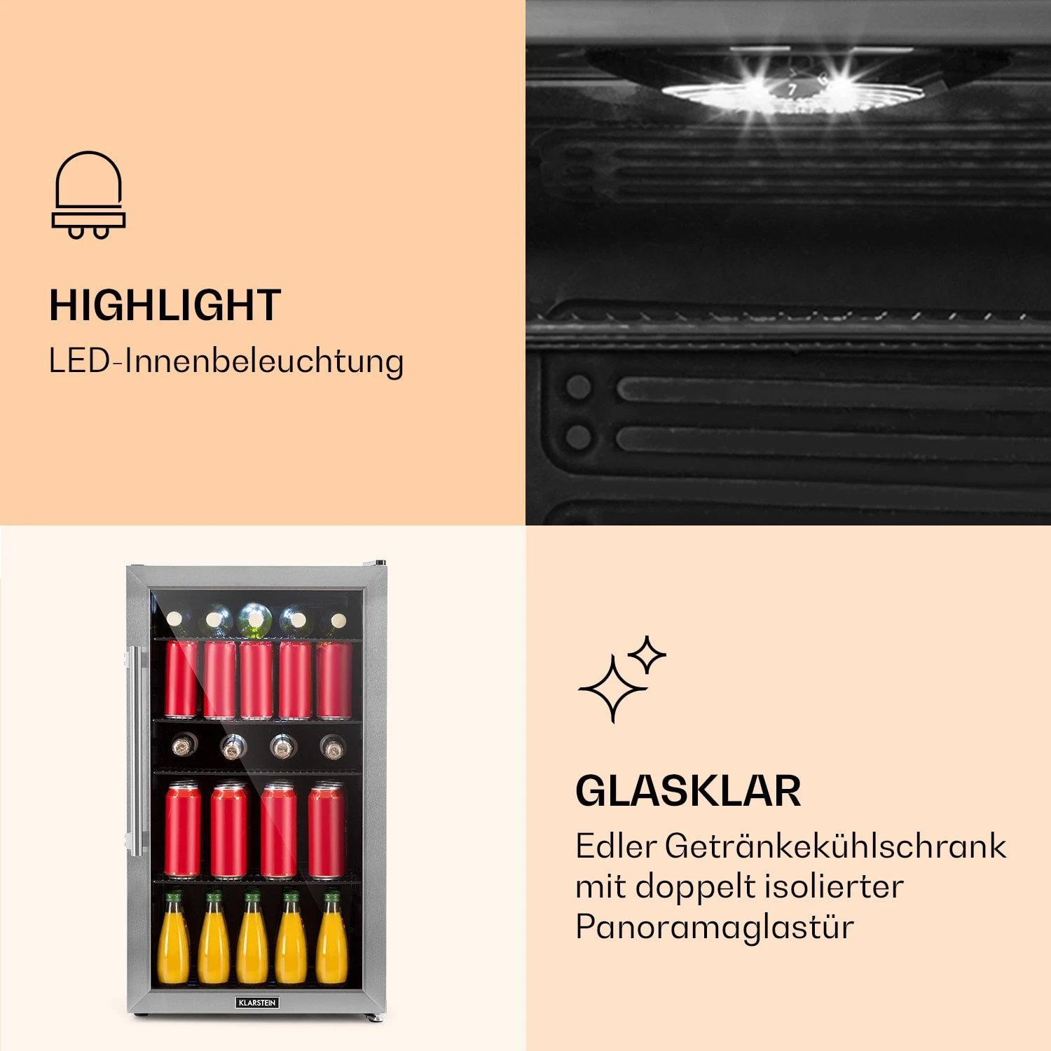 Beersafe 3XL Kühlschrank 98 Liter 4 Böden Panoramaglastür Edelstahl 4 Beersafe 3XL Kühlschrank 98 Liter 4 Böden Panoramaglastür Edelstahl – Bild 4