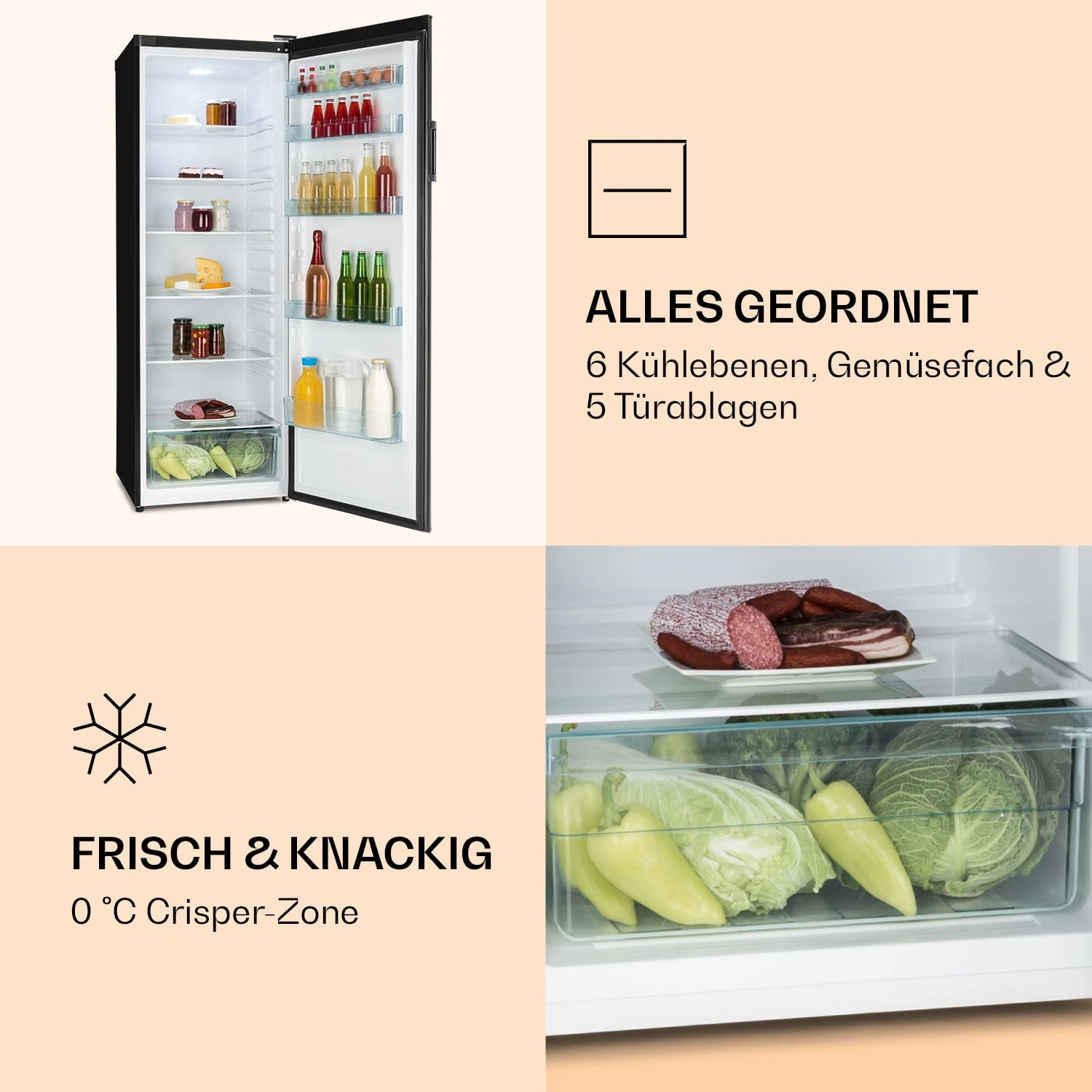 BigBoy Kühlschrank 337l Crisper 6 Ebenen Energieklasse Schwarz 5 BigBoy Kühlschrank 337l Crisper 6 Ebenen Energieklasse Schwarz – Bild 5