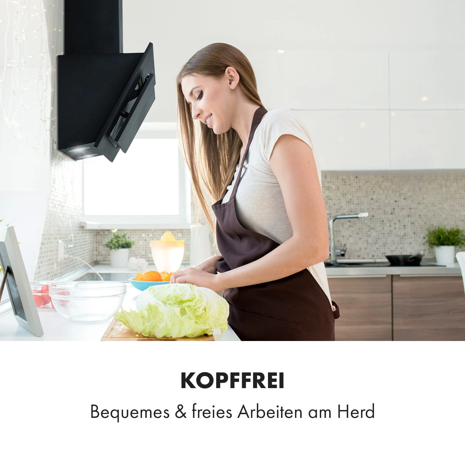 Athena Dunstabzugshaube 60cm Abluft: 350 M³/h LED Schwarz 6 Athena Dunstabzugshaube 60cm Abluft: 350 M³/h LED Schwarz – Bild 6