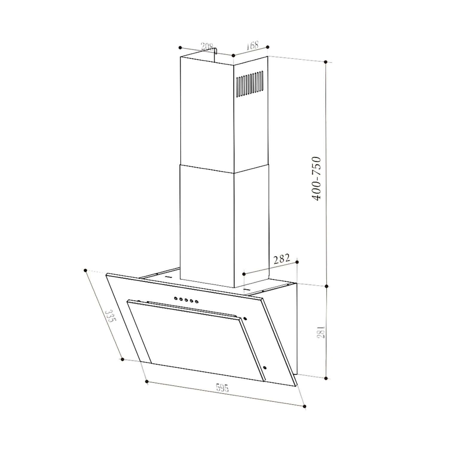 Athena Dunstabzugshaube 60cm Abluft: 350 M³/h LED Schwarz 10 Athena Dunstabzugshaube 60cm Abluft: 350 M³/h LED Schwarz – Bild 10