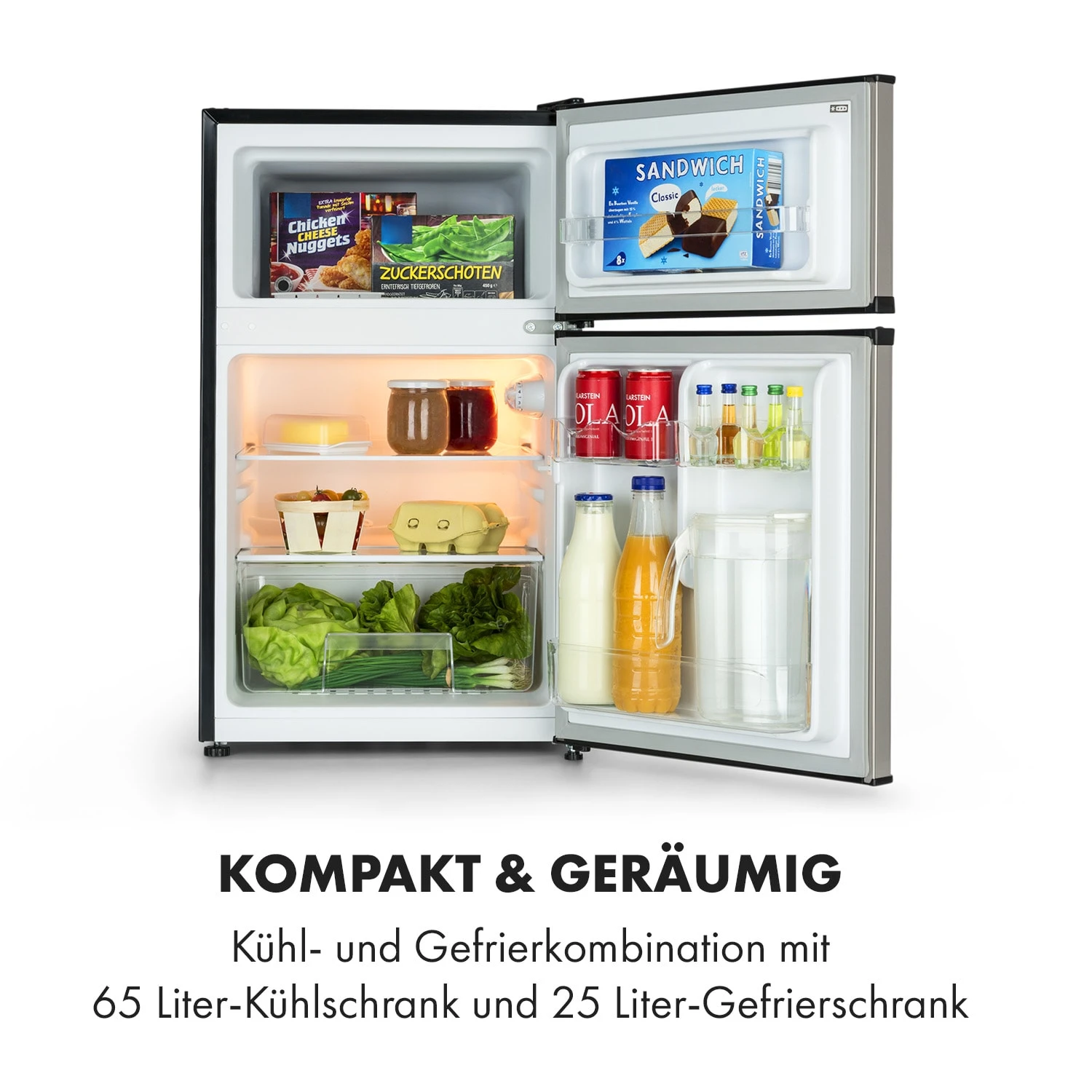 Big Daddy Cool Kühl-Gefrierkombination 61/25 Liter 2 Ebenen Edelstahl 3 Big Daddy Cool Kühl-Gefrierkombination 61/25 Liter 2 Ebenen Edelstahl – Bild 3
