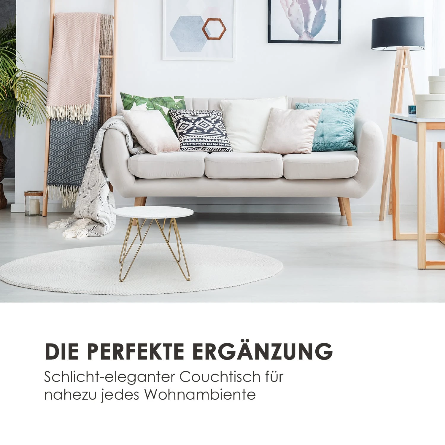 Round Pearl Couchtisch 55 X 45 Cm (ØxH) Marmor Gold / Weiß 2 Round Pearl Couchtisch 55 X 45 Cm (ØxH) Marmor Gold / Weiß – Bild 2