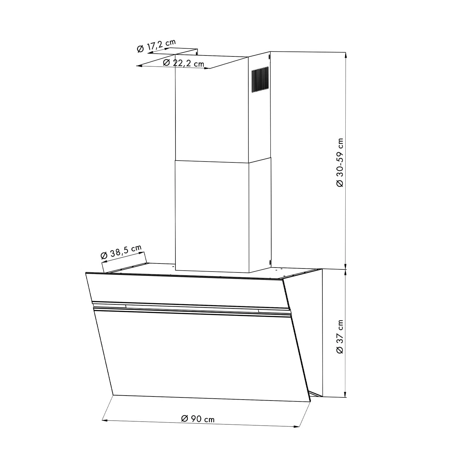 Alina Dunstabzugshaube 90cm 600 M³/h LED-Display Ambientelicht Schwarz 9 Alina Dunstabzugshaube 90cm 600 M³/h LED-Display Ambientelicht Schwarz – Bild 9