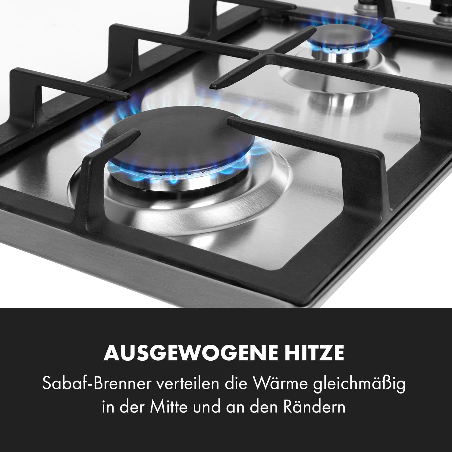 Ignito Domino Gaskochfeld 2-flammig Sabaf-Brenner Edelstahl Silber 3 Ignito Domino Gaskochfeld 2-flammig Sabaf-Brenner Edelstahl Silber – Bild 3