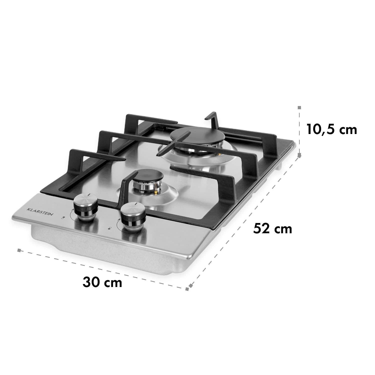 Ignito Domino Gaskochfeld 2-flammig Sabaf-Brenner Edelstahl Silber 9 Ignito Domino Gaskochfeld 2-flammig Sabaf-Brenner Edelstahl Silber – Bild 9