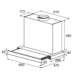 Mariana 60 Flachschirmhaube 500 M³/h Abluft LED Weiß -Haushaltsgeräte Geschäft 10034115 yy 0009 dimensions
