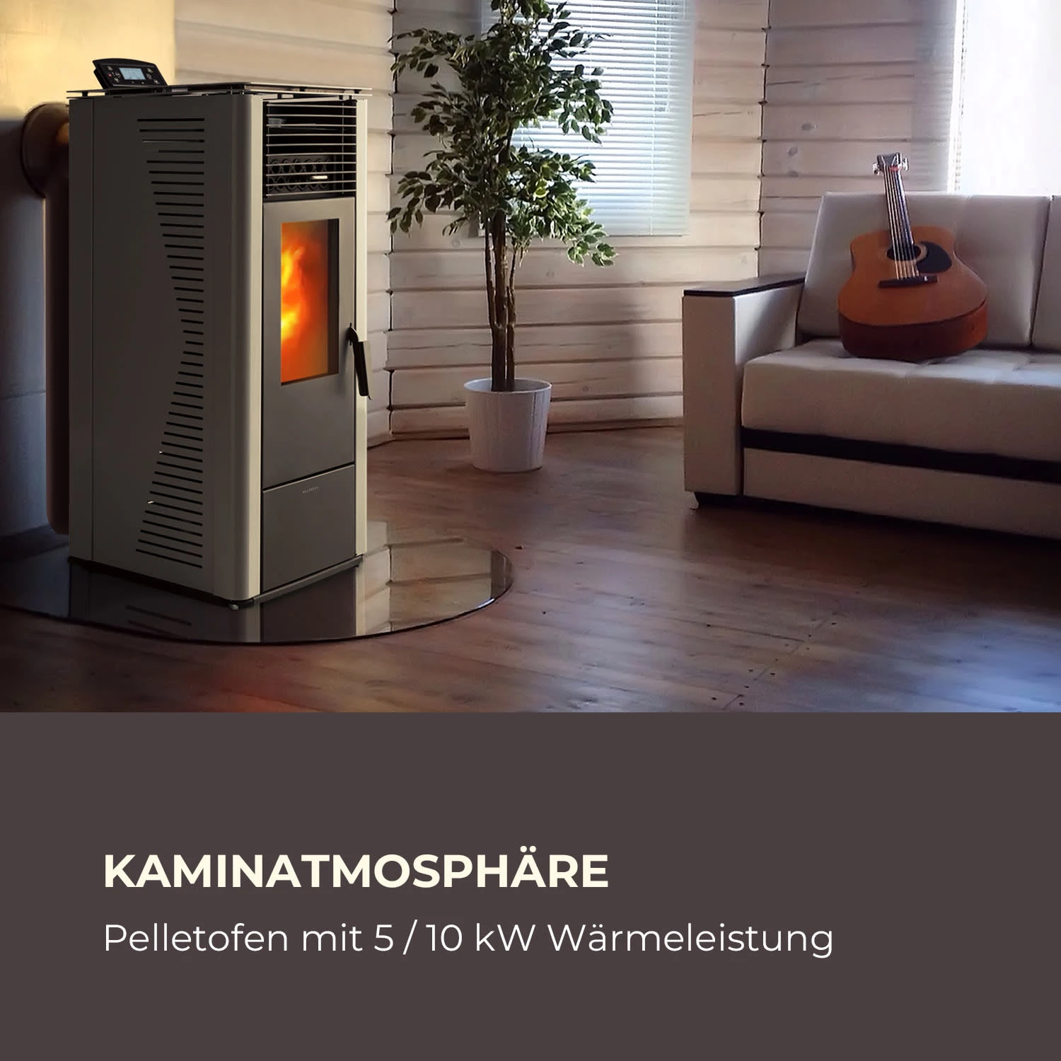 Energiewende Pelletofen 5/10 KW 5 Stufen Timer 18kg 250m³ Fernbedienung Grau 2 Energiewende Pelletofen 5/10 KW 5 Stufen Timer 18kg 250m³ Fernbedienung Grau – Bild 2