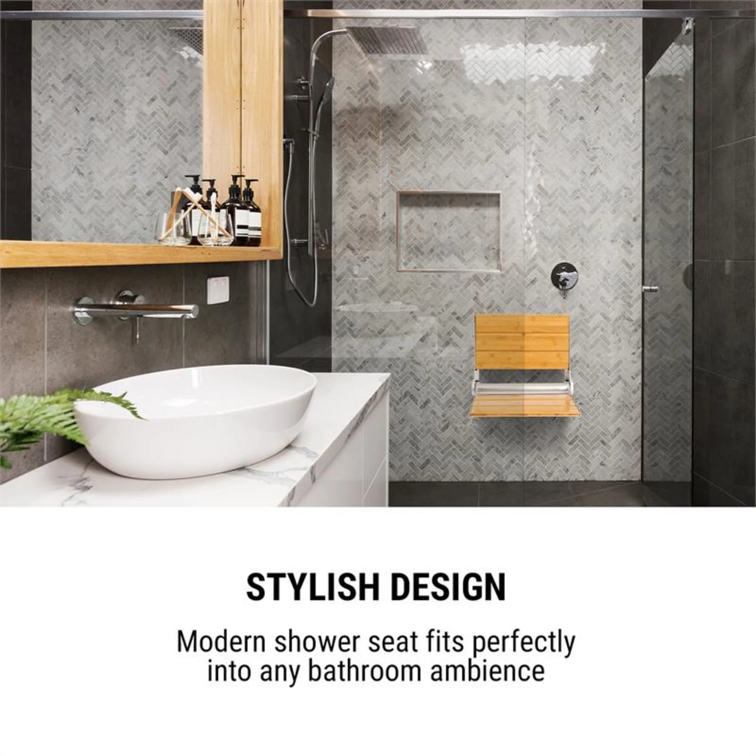 Arielle Deluxe Duschsitz Bambus Aluminium Klappbar 160 Kg Max. Holz 2 Arielle Deluxe Duschsitz Bambus Aluminium Klappbar 160 Kg Max. Holz – Bild 2